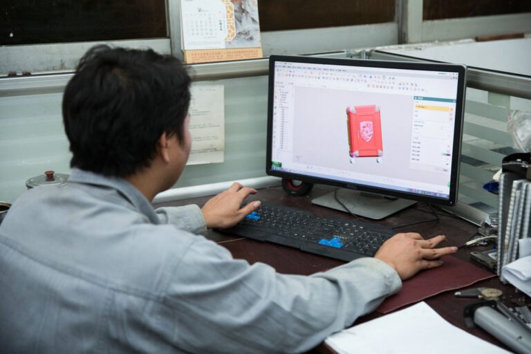 Case design work at a computer