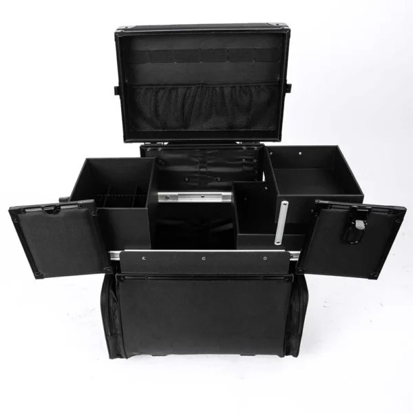 aluvox bh 0038t b black makeup cosmetic case with 2 pockets