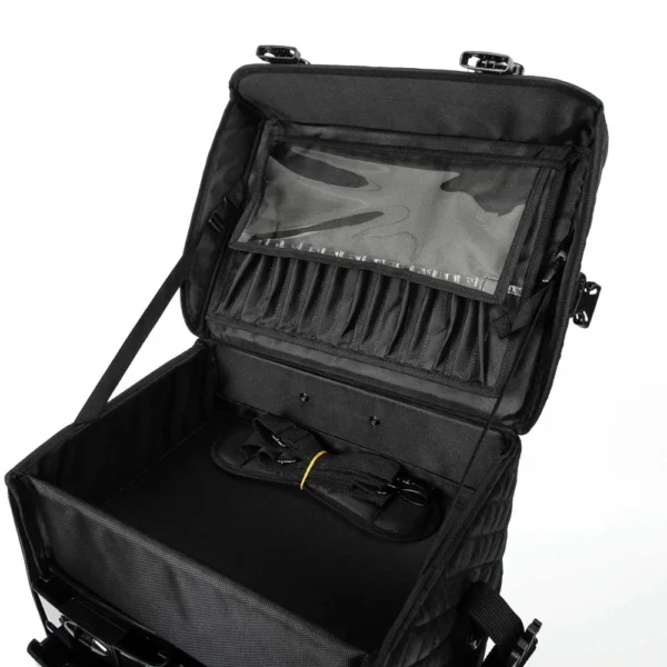 aluvox bh 0043t b black leather double layer makeup suitcase detachable rolling cases bag