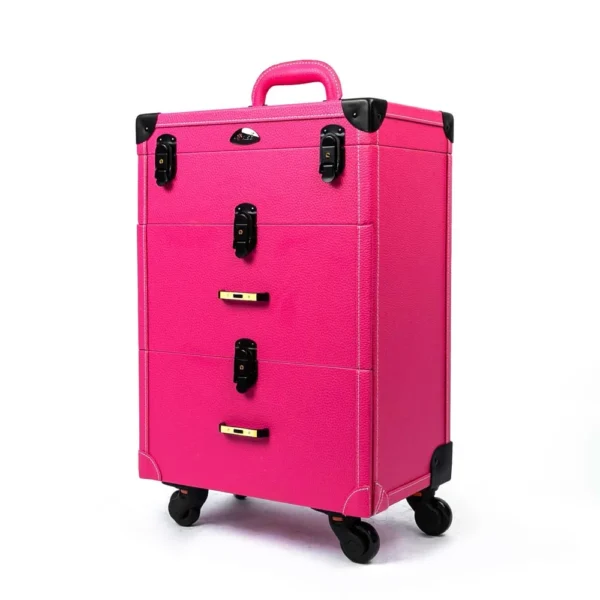 aluvox jl 3511t pink leather beauty trolley case cosmetic luggage with drawer