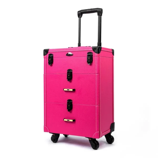 aluvox jl 3511t pink leather beauty trolley case cosmetic luggage with drawer