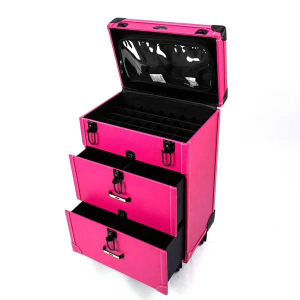 aluvox jl 3511t pink leather beauty trolley case cosmetic luggage with drawer