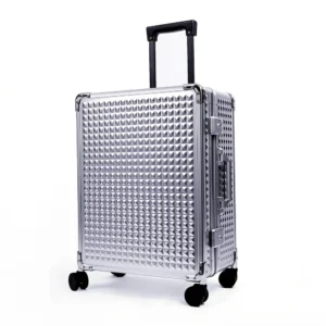 aluvox yct 010 ling shaped textured aluminum suitcase rolling checked luggage