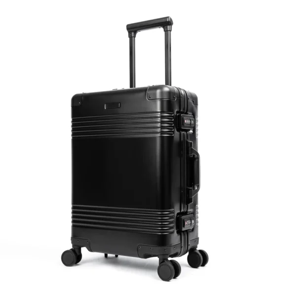 aluvox yct 050 aluminum hand luggage black cabin suitcase with combination lock