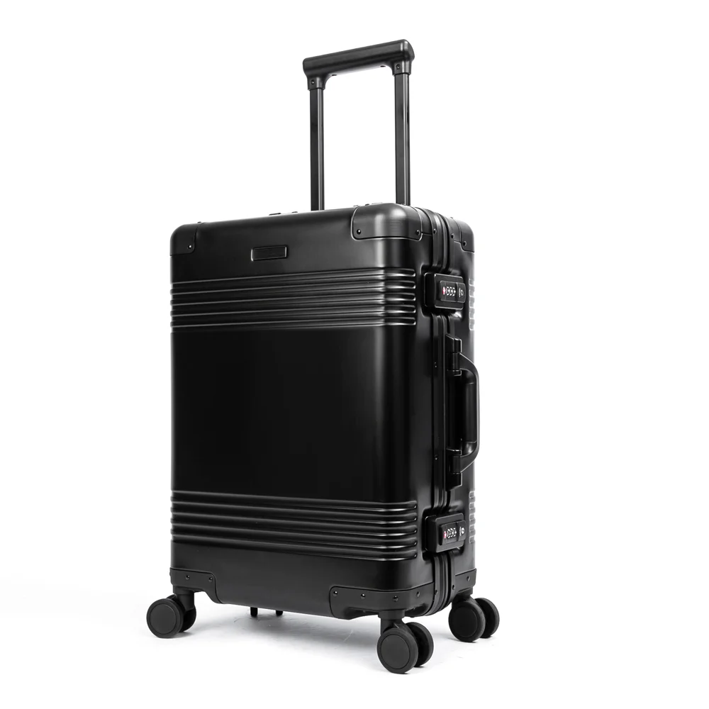 aluvox yct 050 aluminum hand luggage black cabin suitcase with combination lock