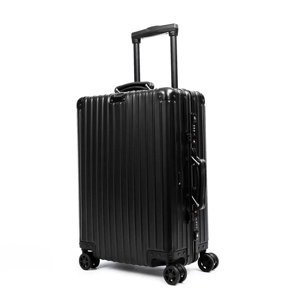 aluvox yct 053 trunk luggage aluminun suitcase with nylon inner compartment