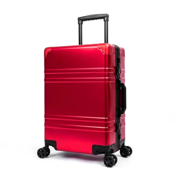 aluvox yct 055 red carry on luggage classic aluminum suitcase with tsa combination lock