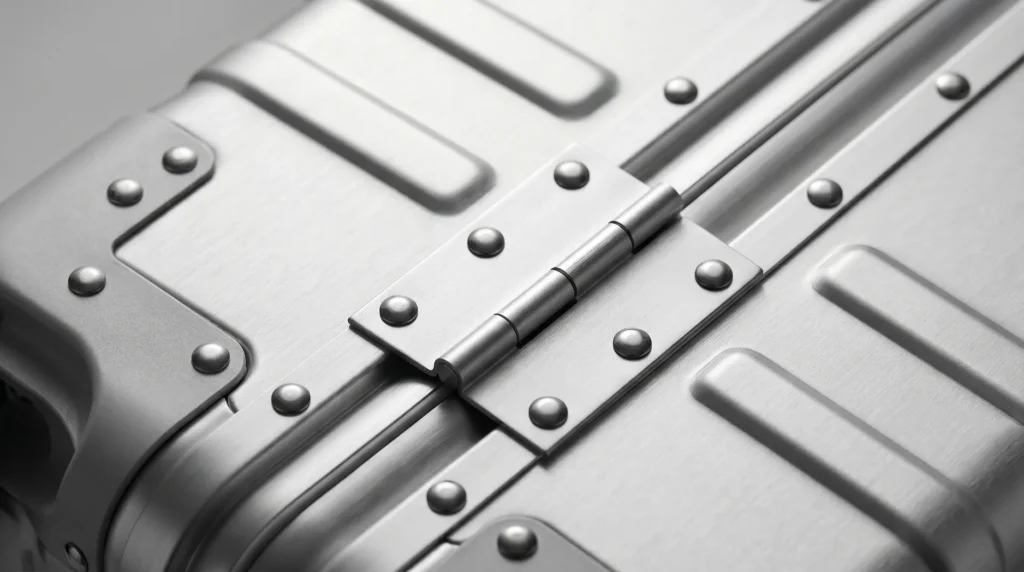 Naked BOM supply chain transparency audit for Chinese luggage manufacturer evaluation — aluminum corner construction precision detail