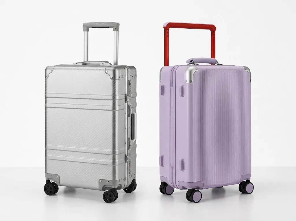 aluminum luggage premium vs polycarbonate ecommerce positioning