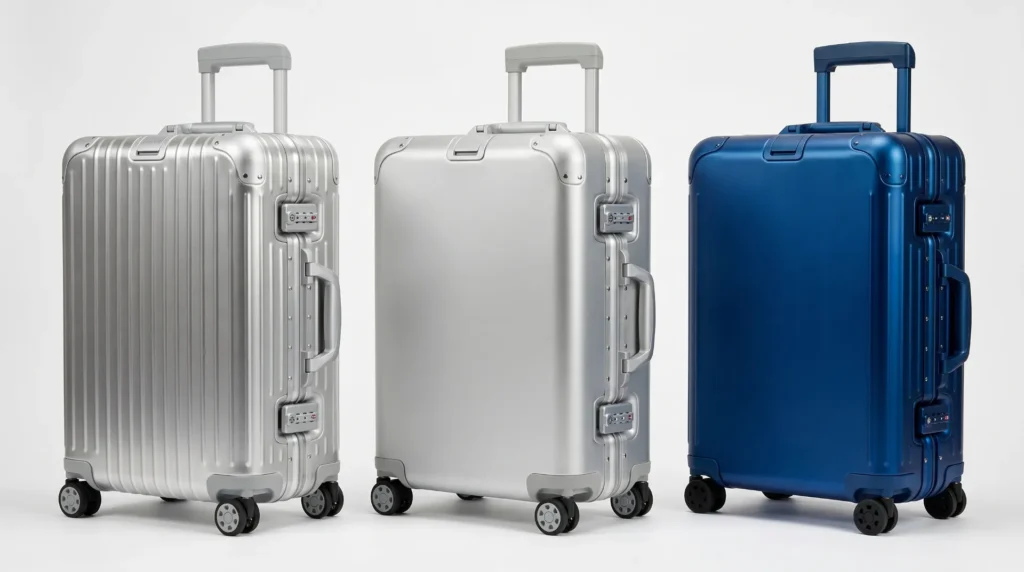 Aluvox aluminum luggage surface finish options — brushed sandblasted and anodized finishes for OEM brand buyers