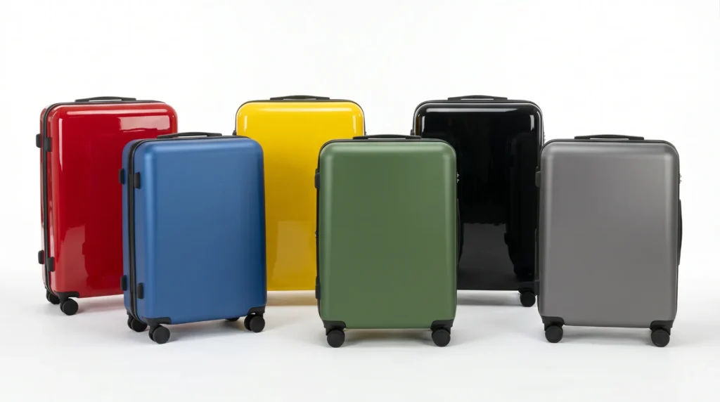 Aluvox PC luggage OEM color options — MOQ 300 pcs with multi-color splitting supported, 20 working days sampling