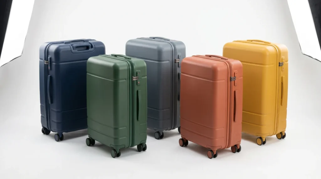 Aluvox PP luggage color range — lightweight polypropylene suitcases MOQ 300 pcs with color splitting supported