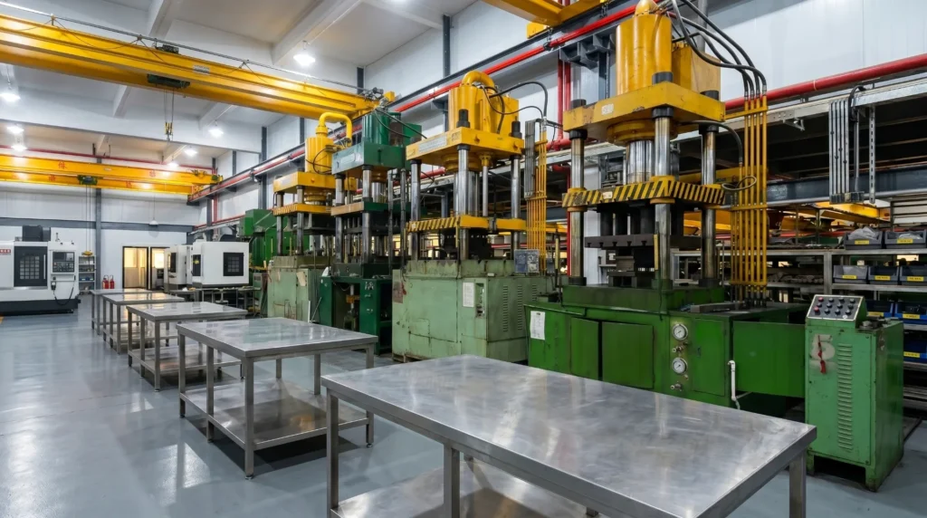Titanium luggage forming equipment — specialist production capability at Aluvox Dongguan factory