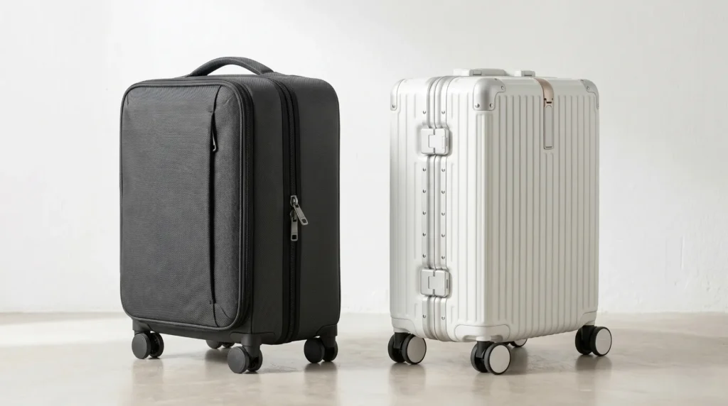 18 inch zipperless vs zippered carry-on luggage comparison — frame closure security and durability advantages