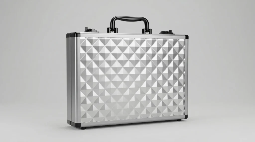 Aluvox WB-3222 silver diamond-texture ABS beauty train case, slim profile