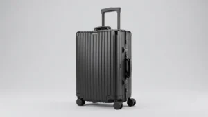 Aluvox aluminum transport case with reinforced corners and spinner wheels