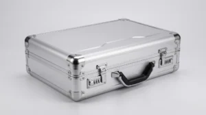 Aluvox aluminum instrument case with reinforced corners and a foam-fitted interior