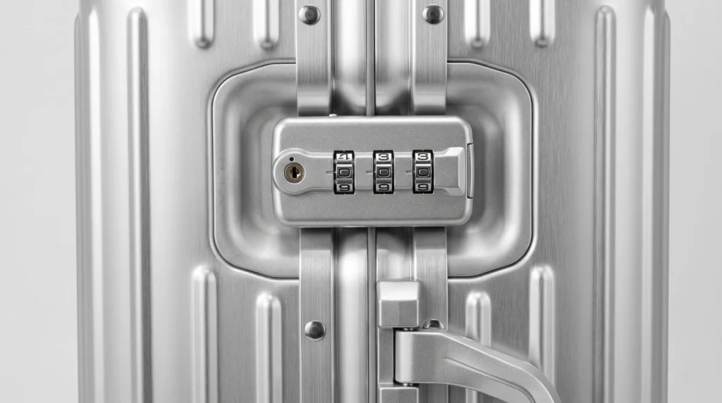 Aluvox aluminum suitcase frame closure with an integrated TSA lock