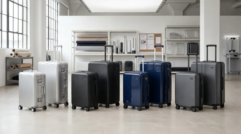 Aluvox hardside travel bag manufacturer — wheeled luggage in polycarbonate, aluminum, and titanium