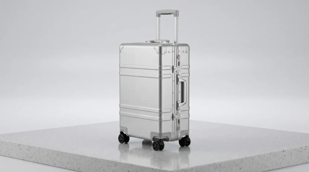 Aluvox zipperless luggage OEM program — TS-001 aluminum zipperless carry-on with frame closure and TSA lock