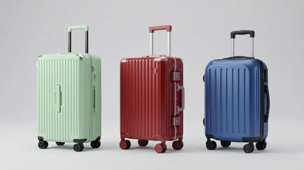 Range of Aluvox PC luggage in several colours and sizes
