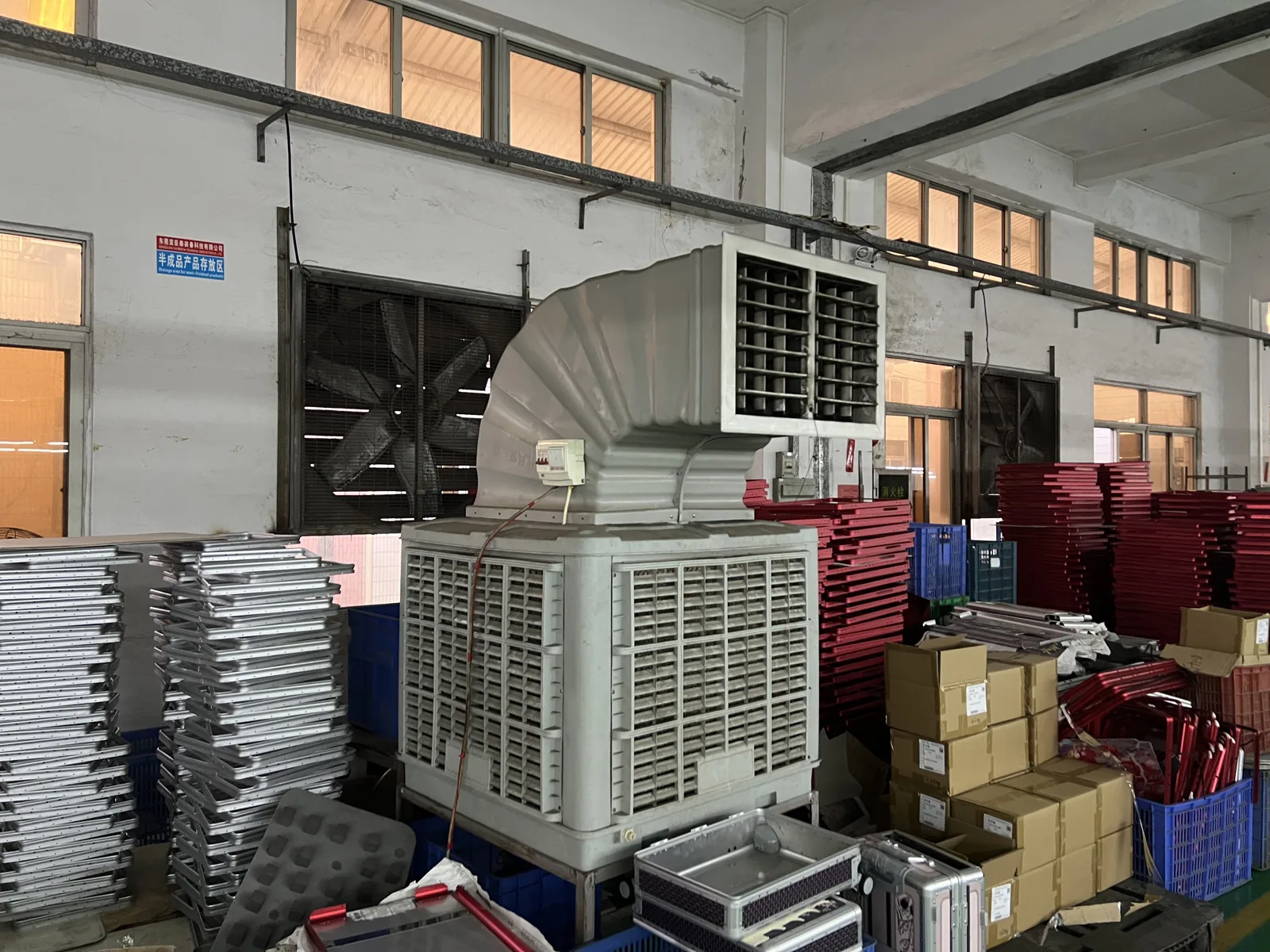 Case shells and finished units staged on the line in our Dongguan plant